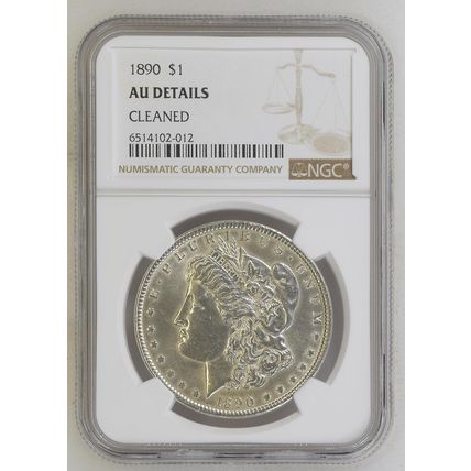 1890-P MORGAN SILVER DOLLAR GRADED BY NGC AU