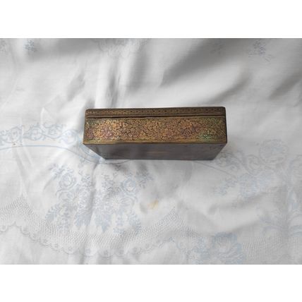ANTIQUE HEAVY BRASS FINE QUALITY ENGRAVED INDIAN MUGLAI CIGARETTE TRINKET BOX