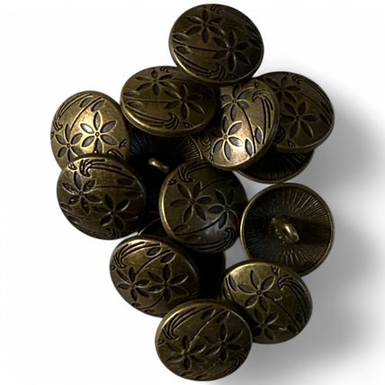 17mm Zinc Metal Sewing Shank Buttons Round Antique Bronze Flower Carved