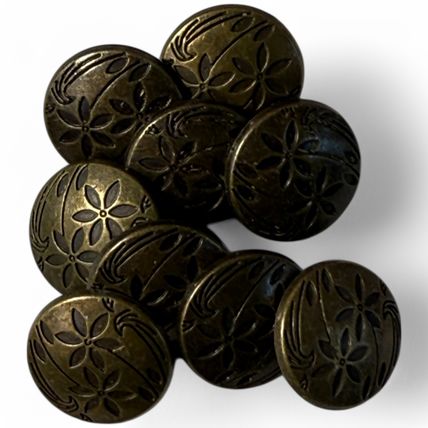 17mm Zinc Metal Sewing Shank Buttons Round Antique Bronze Flower Carved