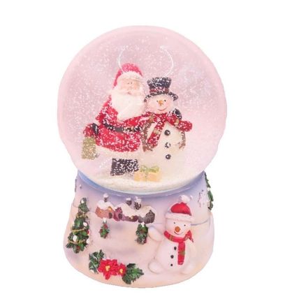 Santa & Snowman Snowglobe 14 CM Musical We Wishy You a Merry Christmas Gift