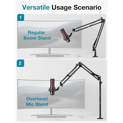 Innogear Desk Mic Stand, 360° Rotatable Overhead Mic Boom Arm Microphone Stands