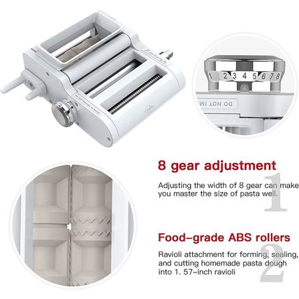 ANTREE 3-IN-1 Pasta Attachment & Ravioli Attachment for Kitchenaid Stand Mixers,