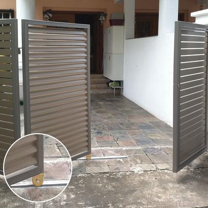 Skelang 4 Pcs Sliding Gate Wheels, 2.5" V Groove Caster with 360-Degree Rotation