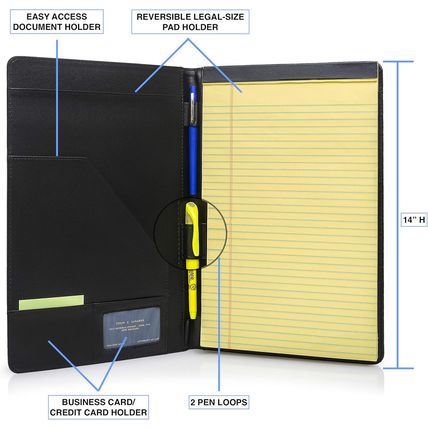 Legal Size Padfolio – 8.5 X 14 Inch Portfolio Folder for Legal Pad, Professional