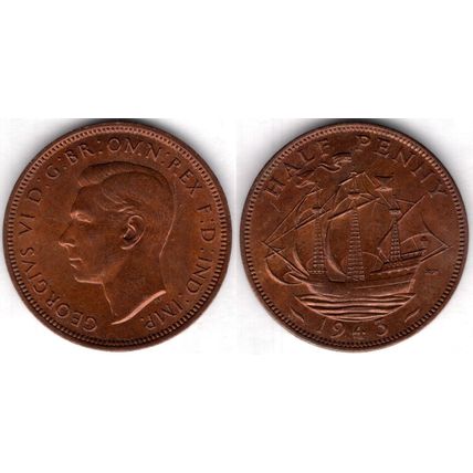 Great Britain. George VI. Halfpenny 1943. dy23645