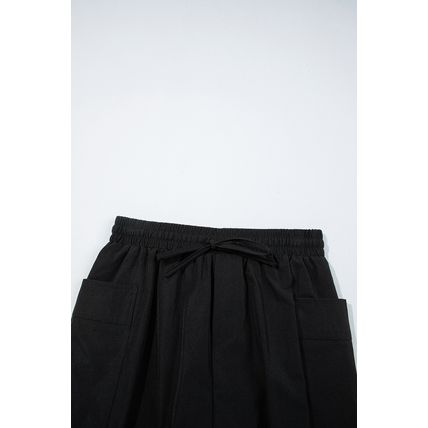 Black Cargo Pocket Elastic Waist Active Casual Skort