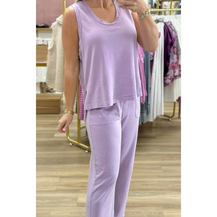 Orchid Petal Mineral Wash Casual Round Neck Tank and Straight Loose Drawstring P