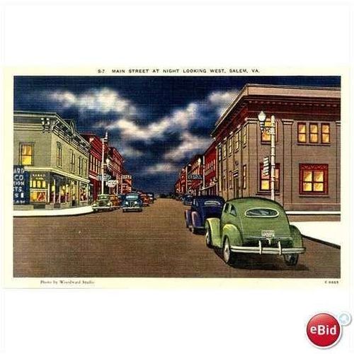 1940's Main Street looking west (night) Salem, Virginia
