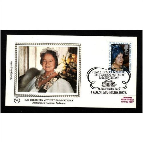 GREAT BRITAIN 1980 QUEEN MOTHER BENHAM SILK FIRST DAY COVER ST.PAULS SPEC H/S
