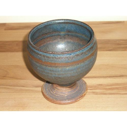 Stunning Stoneware Blue / Brown Goblet - Signed