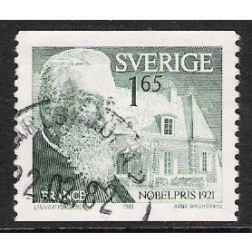 Fa 1193: 1 Kr. 65 blue-green Nobel Prizewinners of 1921: A. France.