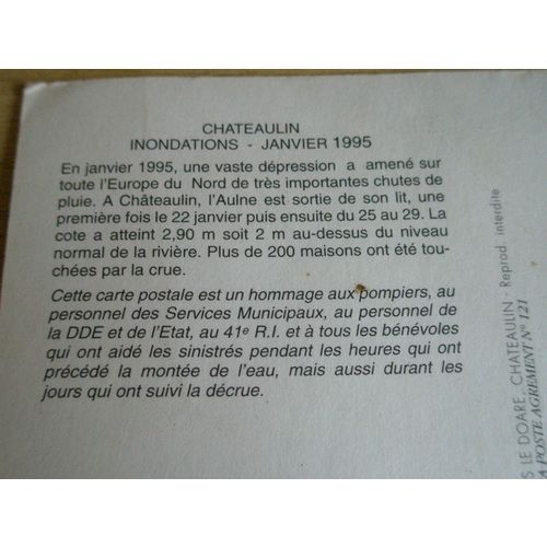 French Postcard - Flooding At Chateaulin Brittany France 1995