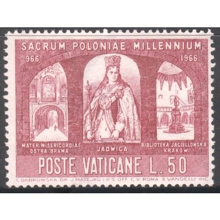 Vatican City 1966 - L50 - brown - Poland's Christian Millennium - unused