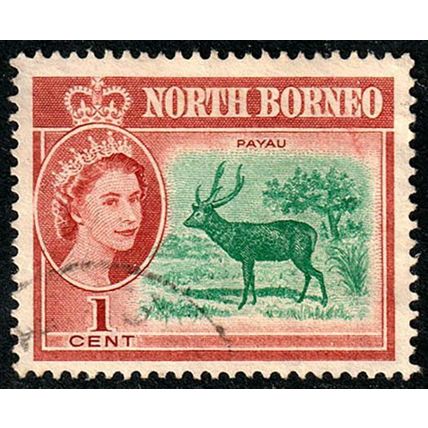 Malaysia North Borneo 1961 Queen Elizabeth II Animal Payau 1c Used Stamp QE II