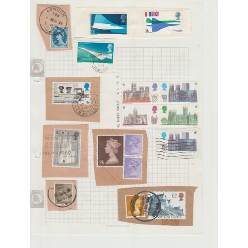 Great Britain 17 early QE on album page with Concorde high value M 10d blue etc