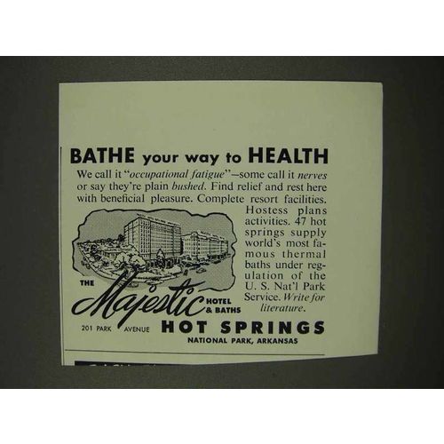 1956 The Majestic Hotel Ad - Hot Springs Arkansas