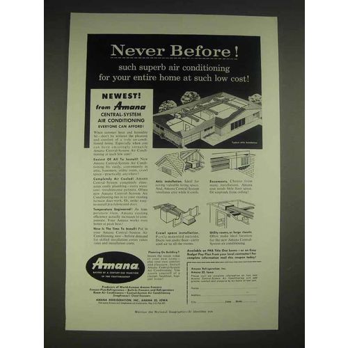 1957 Amana Central-System Air Conditioning Ad