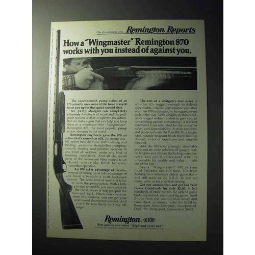 1977 Remington Model 870 Shotgun Ad - Wingmaster