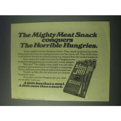 1977 Slim Jim Meat Snacks Ad - Conquers the Horrible Hungries