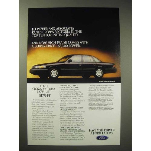 1993 Ford Crown Victoria Car Ad - Initial Quality
