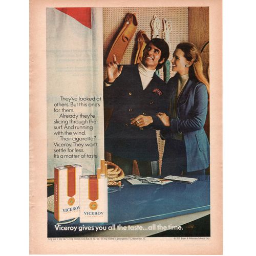 Viceroy Cigarettes vintage Print Ad July 1971