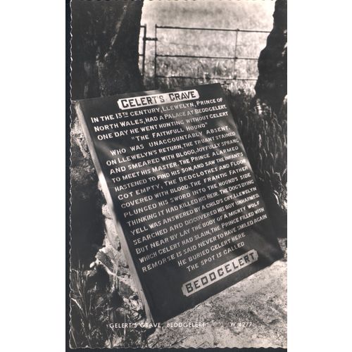 Valentine's Vintage British Postcard - Gelert's Grave, Beddgelert, Wales 2