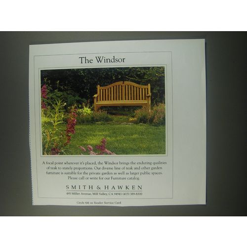 1991 Smith & Hawken Windsor Garden Bench Ad - The Windsor