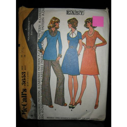 Vintage McCall's #3653 Misses Dress, Top & Pants Pattern - Size 16/Bust 38