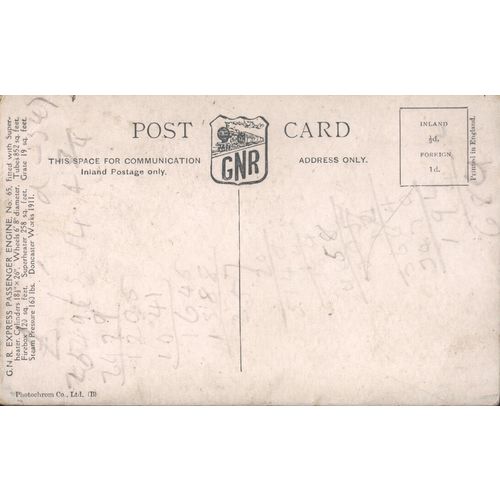 Antique Photochrom Co. Ltd. Postcard - G.N.R. Express Passenger Engine No. 65