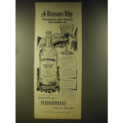 1946 Fleischmann's Gin Ad - 4 Reasons why Fleishmann's makes America's finest