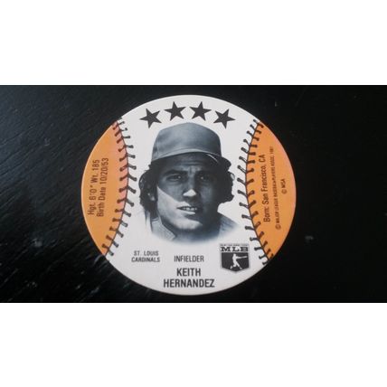 1981 MSA Disc Blank Back Keith Hernandez Excellent-Mint (6) St Louis Cardinals