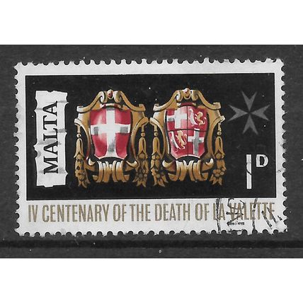 MALTA 1968 1d ARMS OF THE ORDER OF ST JOHN AND LA VALETTE SG 405 FINE USED