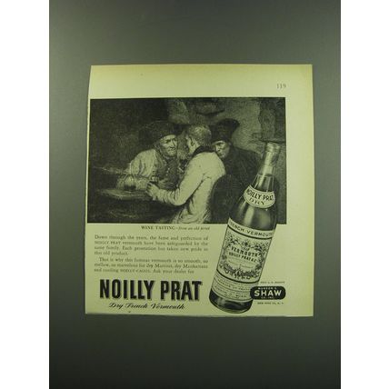 1949 Noilly Prat Vermouth Ad - Wine tasting from an old print