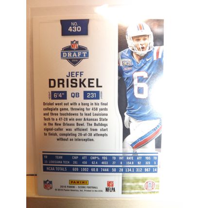 2016 Panini Score JEFF DRISKEL (LTU/49ers) Rookie Card # 430