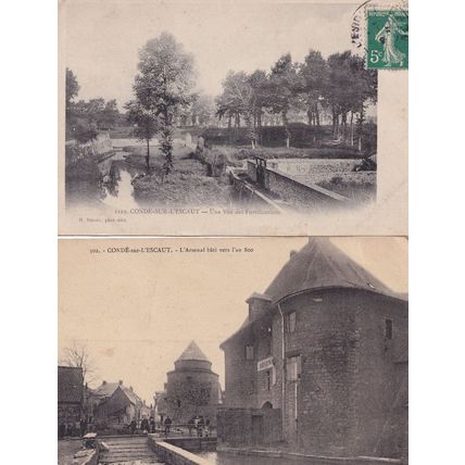 Conde Sur L'Escaut Arsenal Bati Vue Des Foundations 2x Postcard s