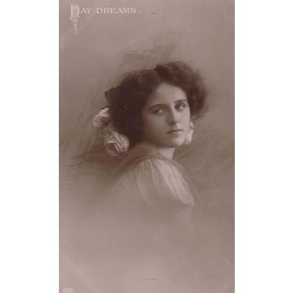 Daydream Daydreams Daydreaming Dreams Lady Glamour Antique Real Photo Postcard