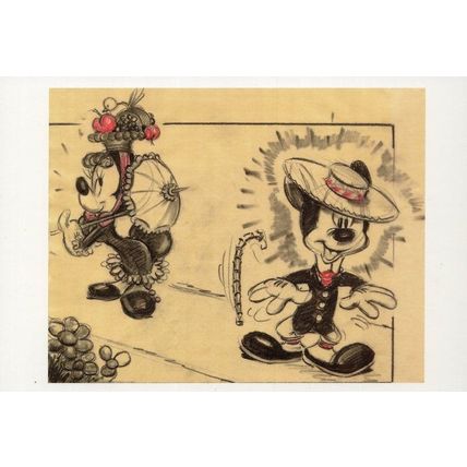 Mickey Mouse as Dapper Businessman Cartoon Sketch Painting Postcard