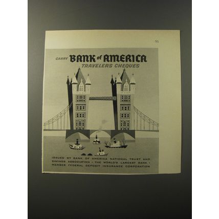 1953 Bank of America Travelers Cheques Advertisement