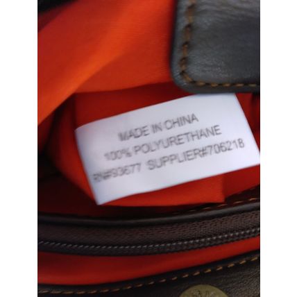 St. John's Bay Orange & Brown Handbag Pebbled Texture Luggage Tag Logo Flaw