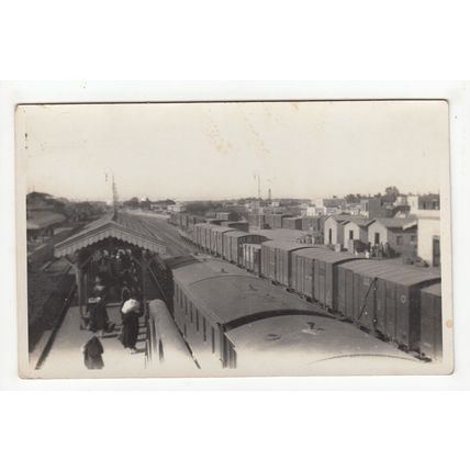 The Railway Station Ismailia Postcard Egypt Showing Distant Airship Mast