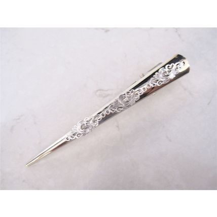 Silver tone metal filigree alligator hair claw clip clamp