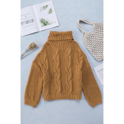 Cuddle Weather Cable Knit Handmade Turtleneck Sweater