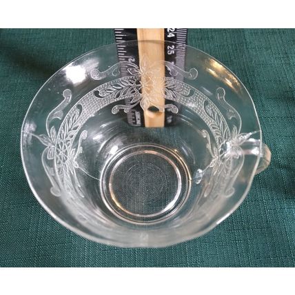 Macbeth Evans 1930's "S" Pattern Stippled Rose Band Clear Crystal Tea Set 10 Pc.