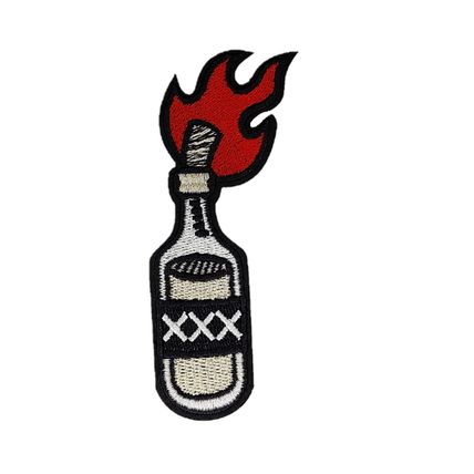 XXX Whiskey Bottle Steam Punk Iron On Patch Embroidered Badge 8cm x 4cm P180