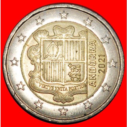 Ⰶ FRANCE (2014-2023): ANDORRA★ 2 EURO 2021 UNC MINT LUSTRE!★LOW START★NO RESERVE