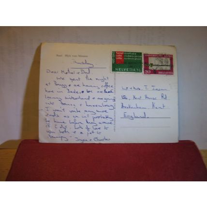 BLICK VOM MUNSTER, BASEL, SWITZERLAND. used postcard 1960 pm =