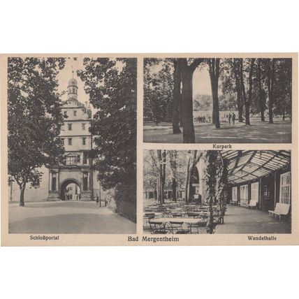 Bad Mergenthiem Wandelhalle Kurpark Schossportal German Postcard