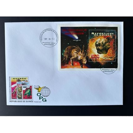 Guinée 2009 Mi. Bl. 1739 FDC surchargé Dinosaures Anniversaire de Charles Darwin