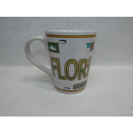 2 Vintage FLORIDA KEYS Coffee Cup Mug Mahi License Plate Yacht 4 1/2"